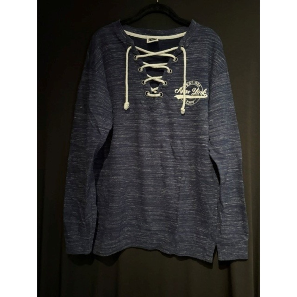Women's Heather Blue Liquid Energy Long Sleeve Lace Up T Shirt Size L